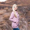 A20273 Merino Knit Aran Cardigan with Buttons Pink Gaelsong

