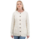 A20276 Cable Knit Lumber Cardigan with Wooden Buttons Front View Gaelsong
