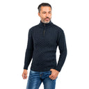 A20278BLACK Honeycomb Half Zip Fisherman Sweater for Men Gaelsong
