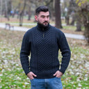 A20278BLACK Honeycomb Half Zip Fisherman Sweater for Men Gaelsong
