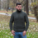 A20278ARMYGREEN Honeycomb Half Zip Fisherman Sweater for Men Gaelsong

