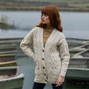 Merino Cable Knit Boyfriend Irish Cardigan Parsnip Lifestyle Gaelsong