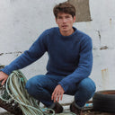 Donegal Wool Roll Neck Sweater Blue Gaelsong