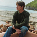 Donegal Wool Roll Neck Sweater Green Gaelsong