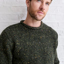 Donegal Wool Roll Neck Sweater Green Gaelsong