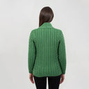 Women's Merino Shawl Collar Irish Cardigan Green Back View Gaelsong