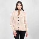 Women's Merino Shawl Collar Irish Cardigan Parsnip Gaelsong