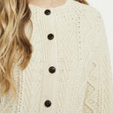 A20285 Ladies Aran Cardigan with Buttons Closeup View Knit Gaelsong