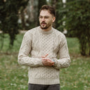 Men's Traditional Heavyweight Aran Sweater Parsnip Lifestyle Gaelsong