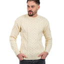 Men's Traditional Heavyweight Aran Sweater White Front View Gaelsong