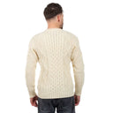 Men's Traditional Heavyweight Aran Sweater White Back View Gaelsong
