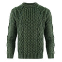 Men's Traditional Heavyweight Aran Sweater Green Front View Gaelsong