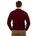 Men's Traditional Heavyweight Aran Sweater Wine Back View Gaelsong