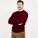 Men's Traditional Heavyweight Aran Sweater Wine Front View Gaelsong