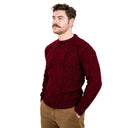 Men's Traditional Heavyweight Aran Sweater Wine Side View Gaelsong