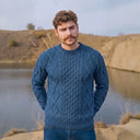 Men's Traditional Heavyweight Aran Sweater Parsnip Navy Gaelsong