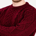 Men's Traditional Heavyweight Aran Sweater Wine Gaelsong
