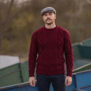 Men's Traditional Heavyweight Aran Sweater Wine Lifestyle Gaelsong