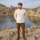 Men's Traditional Heavyweight Aran Sweater White Lifestyle Gaelsong