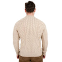 Men's Traditional Heavyweight Aran Sweater Parsnip Back View Gaelsong