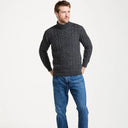Supersoft Merino Turtleneck Aran Sweater Charcoal Color Studio Gaelsong