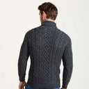 Supersoft Merino Turtleneck Aran Sweater Charcoal Color Studio Back View Gaelsong