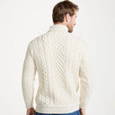 Supersoft Merino Turtleneck Aran Sweater White Color Back View Studio Gaelsong