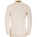 Supersoft Merino Turtleneck Aran Sweater White Studio Gaelsong