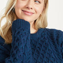 Women's Merino Crew Neck Aran Sweater Atlantic Studio Gaelsong