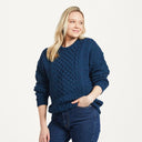 Women's Merino Crew Neck Aran Sweater Atlantic Gaelsong