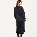 Women's Merino Crew Neck Aran Sweater Derby Back View Gaelsong