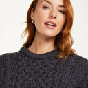Women's Merino Crew Neck Aran Sweater Derby Gaelsong