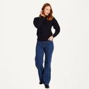 Women's Merino Crew Neck Aran Sweater Navy Gaelsong