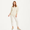 A20291 Ladies Cable Knit Irish Sweater White Color Gaelsong