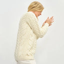 A20291 Ladies Cable Knit Irish Sweater white Side View Gaelsong