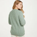 A20291 Ladies Cable Knit Irish Sweater Green Back View Gaelsong