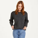 A20291 Ladies Cable Knit Irish Sweater Grey Color Gaelsong
