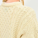 A20292 NATURAL WHITE Colour Women's Crew Neck Irish Fisherman Sweater Shoulder Knit View Gaelsong
