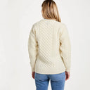 Women's Crew Neck Irish Fisherman Sweater White Back View Gaelsong