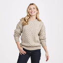 Women's Crew Neck Irish Fisherman Sweater Skiddaw Front View Gaelsong