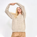 Women's Crew Neck Irish Fisherman Sweater Skiddaw Studio Gaelsong