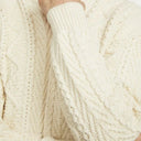 Ladies Merino Wool Aran Sweater Front View Gaelsong