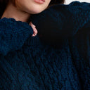 A20294 Ladies Heavyweight Aran Fisherman Sweater Navy Color Studio Gaelsong
