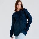 A20294 Ladies Heavyweight Aran Fisherman Sweater Navy Color Studio Gaelsong
