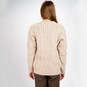 A20294 Ladies Heavyweight Aran Fisherman Sweater Parsnip Color Back View Gaelsong
