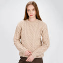 A20294 Ladies Heavyweight Aran Fisherman Sweater Parsnip Color Studio Gaelsong