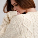 A20294 Ladies Heavyweight Aran Fisherman Sweater White Color  Gaelsong
