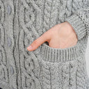 A20295 Ladies Aran Cable Knit Button Cardigan Grey Gaelsong
