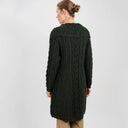A20298 Merino Large Collar Aran Coat
Army Green Color Back View Gaelsong