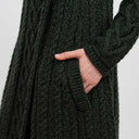 A20298 Merino Large Collar Aran Coat
Army Green  Gaelsong